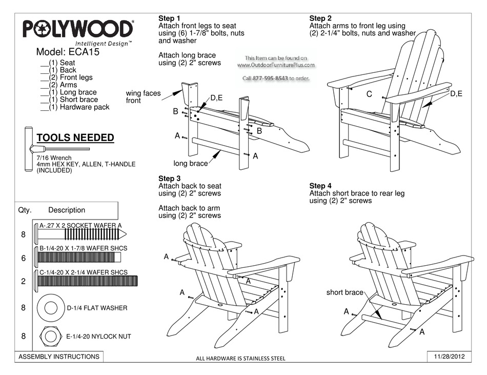 POLYWOOD ECA15 ASSEMBLY INSTRUCTIONS Pdf Download ManualsLib