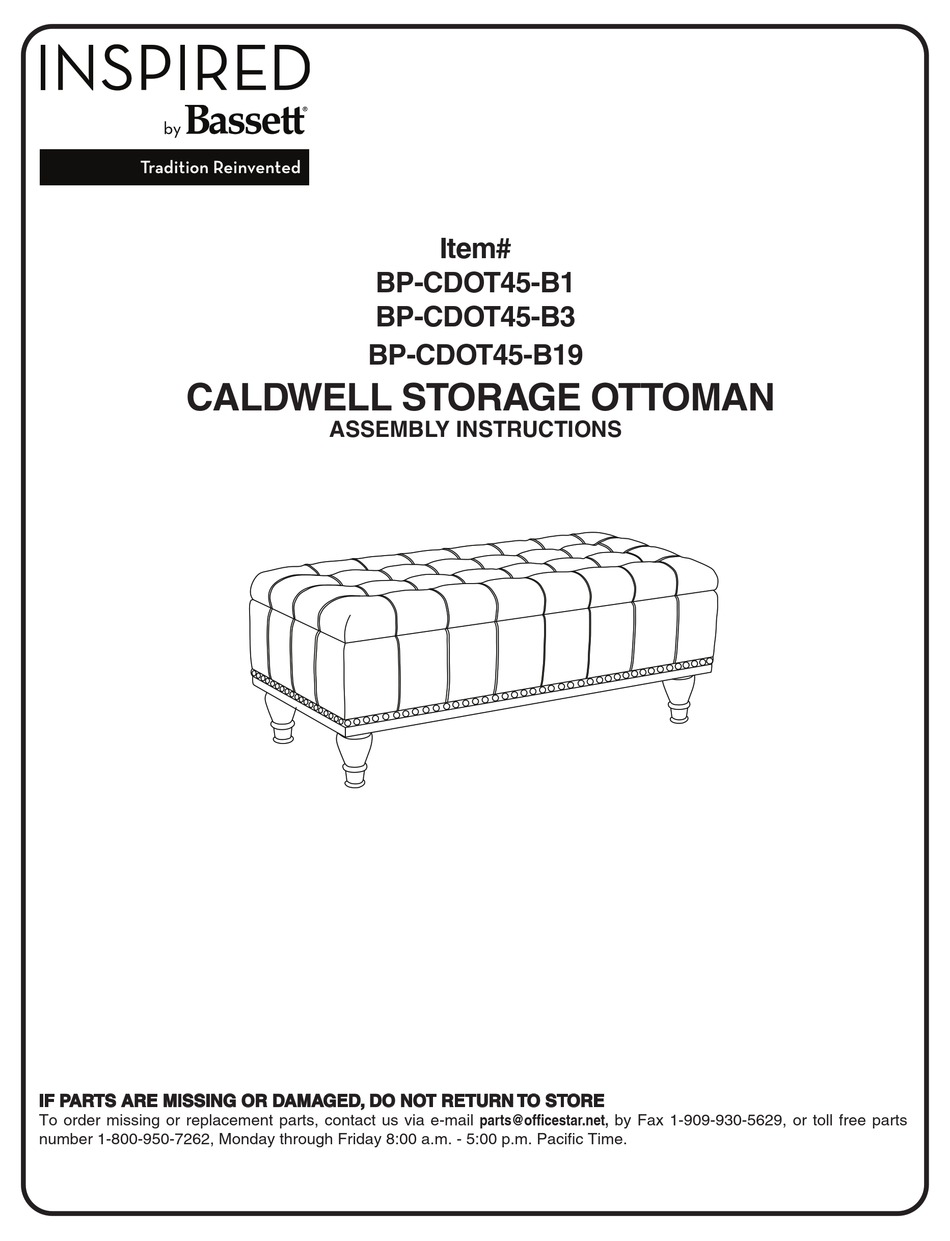 BASSETT INSPIRED CALDWELL BPCDOT45B1 ASSEMBLY INSTRUCTIONS Pdf
