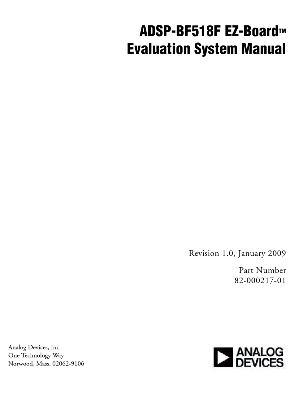 ANALOG DEVICES EZ-BOARD ADSP-BF518F MANUAL Pdf Download | ManualsLib
