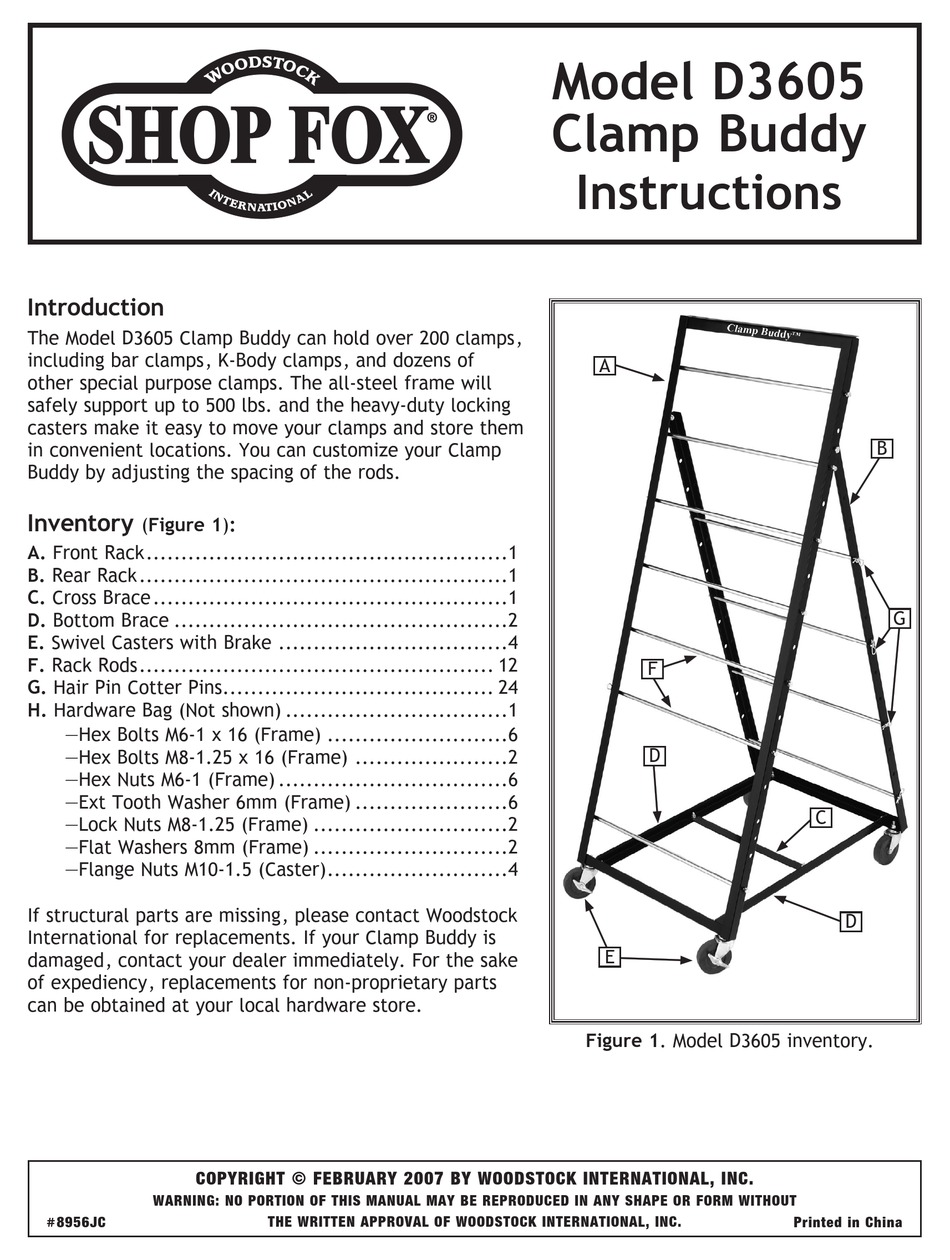 SHOP FOX CLAMP BUDDY D3605 INSTRUCTIONS Pdf Download ManualsLib