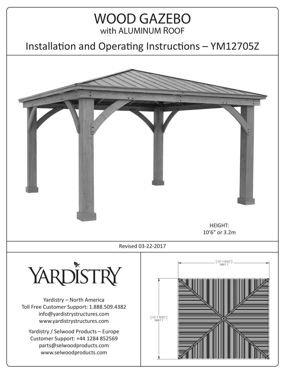 YARDISTRY YM12705Z INSTALLATION AND OPERATING INSTRUCTIONS MANUAL Pdf