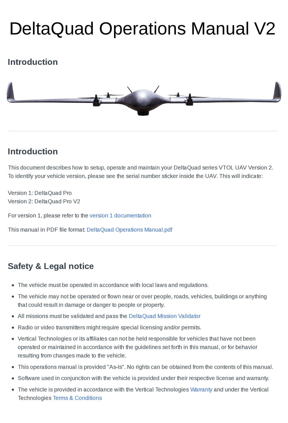 VERTICAL TECHNOLOGIES DELTAQUAD VTOL UAV SERIES OPERATION MANUAL Pdf