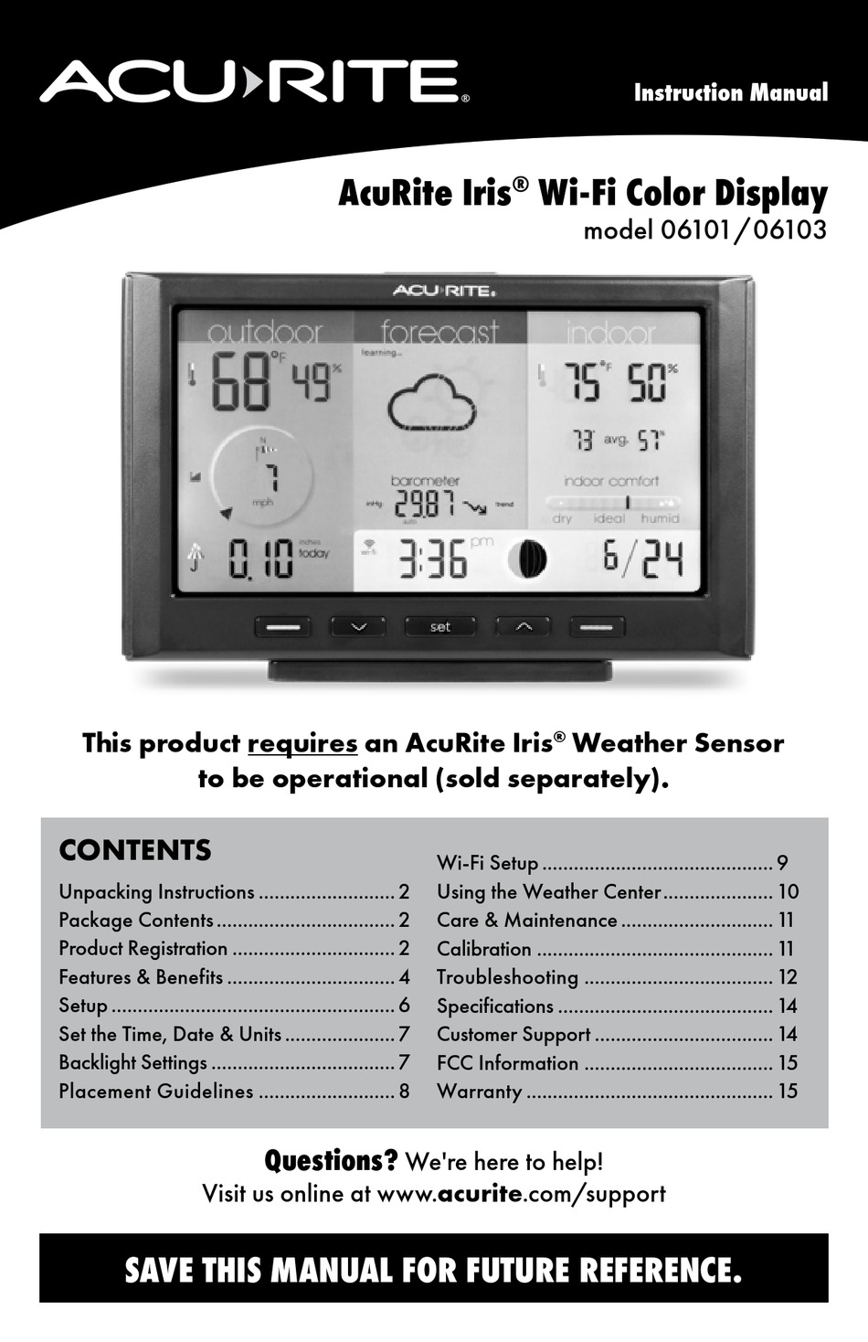 ACURITE IRIS 06101 INSTRUCTION MANUAL Pdf Download ManualsLib