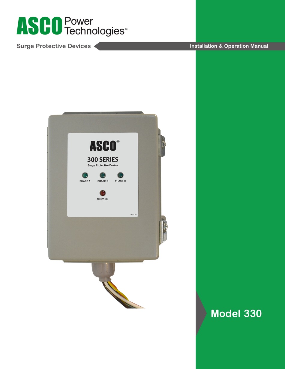 ASCO POWER TECHNOLOGIES 300 SERIES INSTALLATION & OPERATION MANUAL Pdf