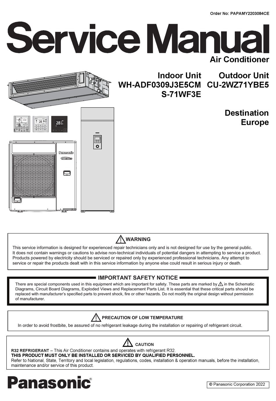 PANASONIC WHADF0309J3E5CM SERVICE MANUAL Pdf Download ManualsLib