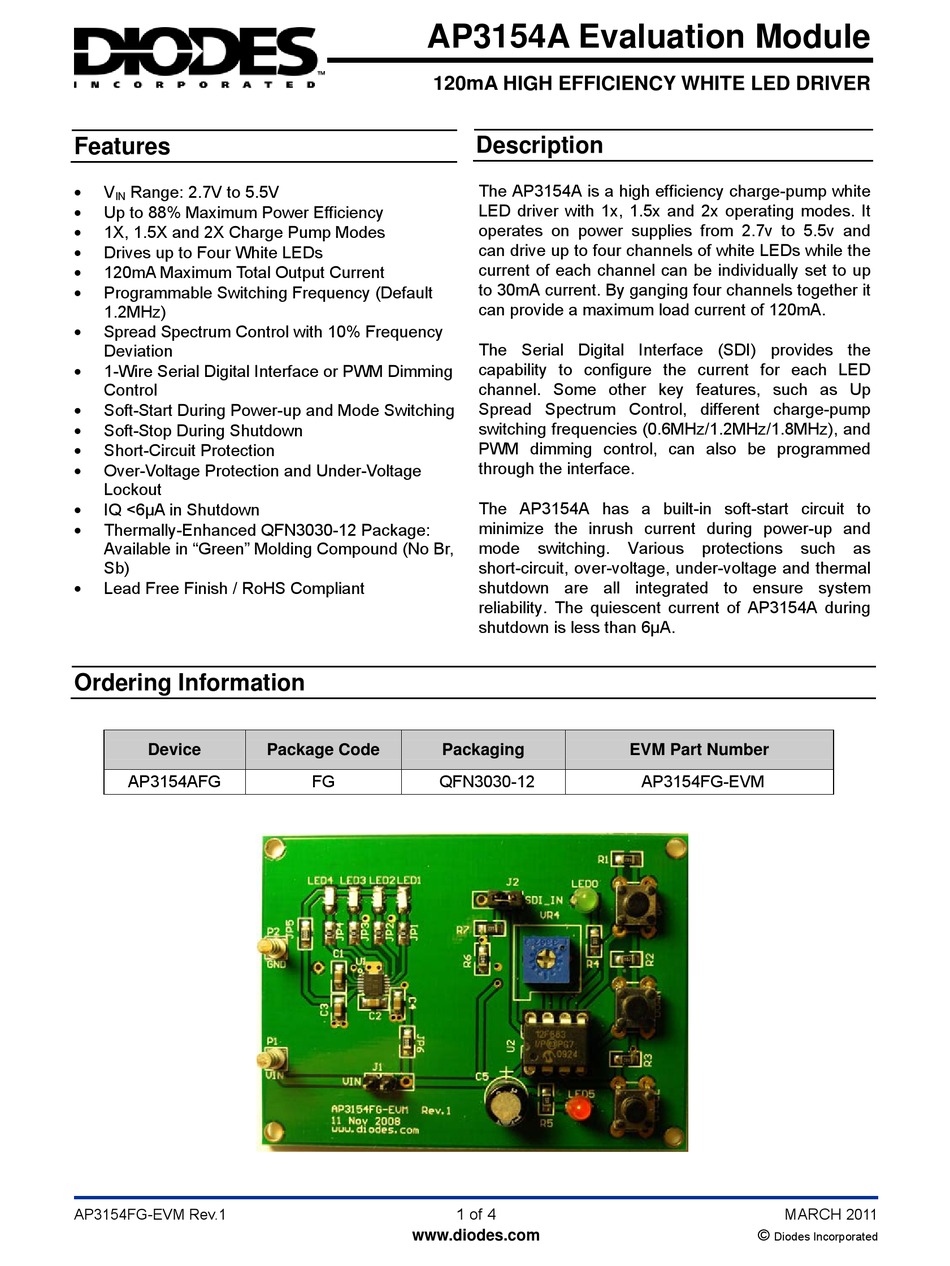 DIODES AP3154FGEVM QUICK START MANUAL Pdf Download ManualsLib