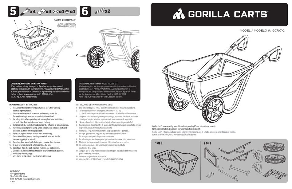 GORILLA CARTS GCR72 QUICK START MANUAL Pdf Download ManualsLib