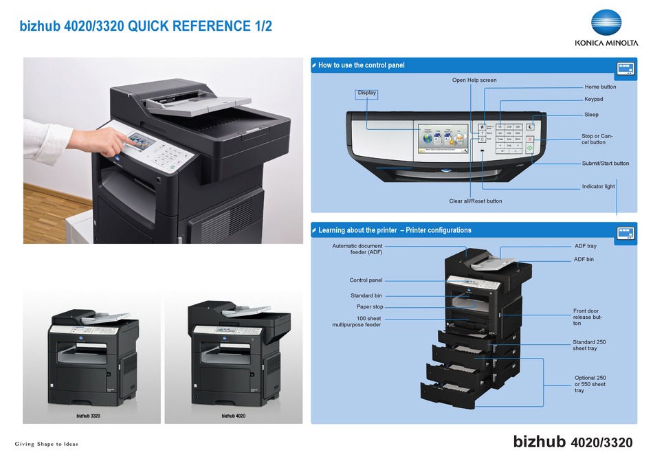 KONICA MINOLTA BIZHUB 4020 QUICK REFERENCE Pdf Download ManualsLib