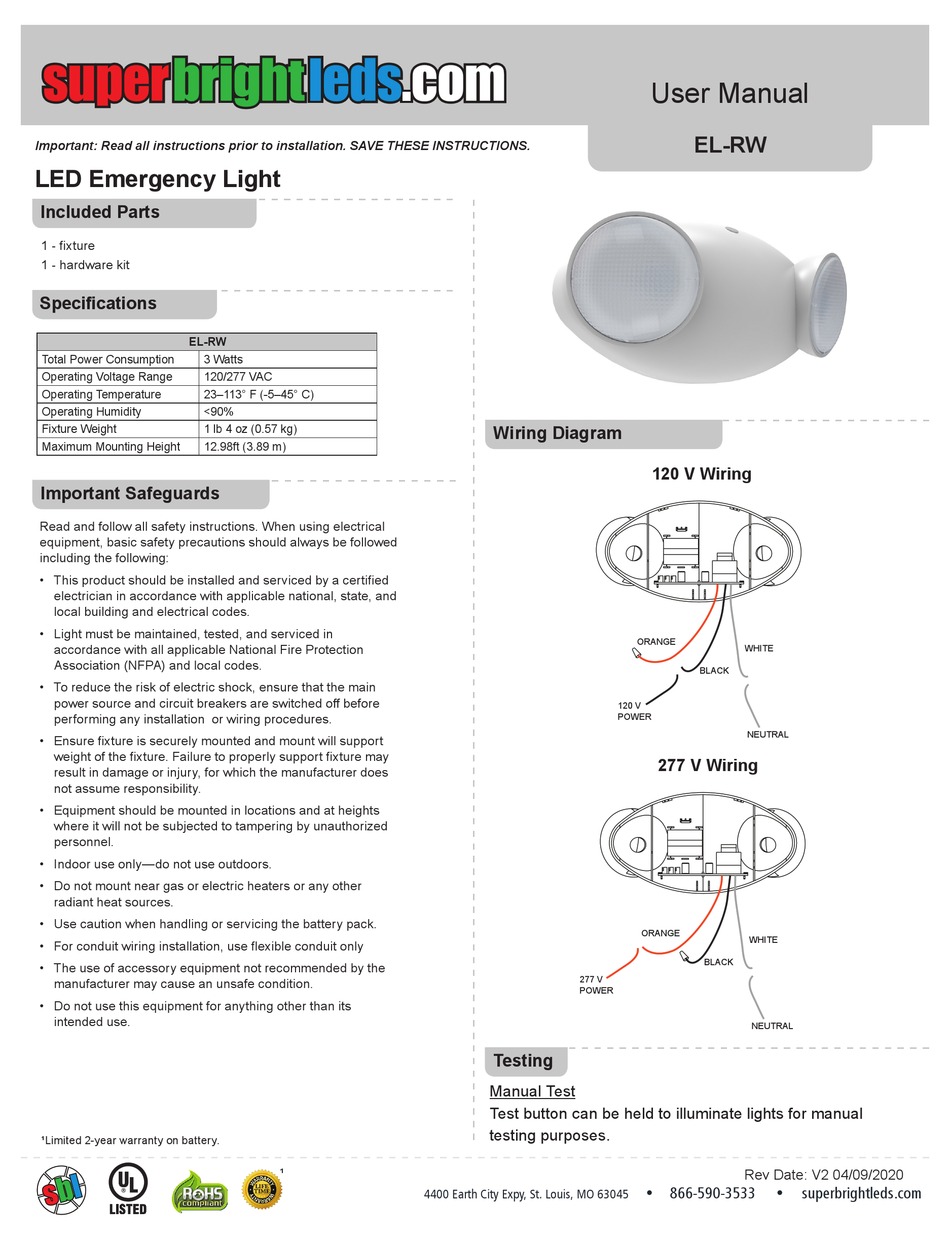 SUPERBRIGHTLEDS ELRW USER MANUAL Pdf Download ManualsLib