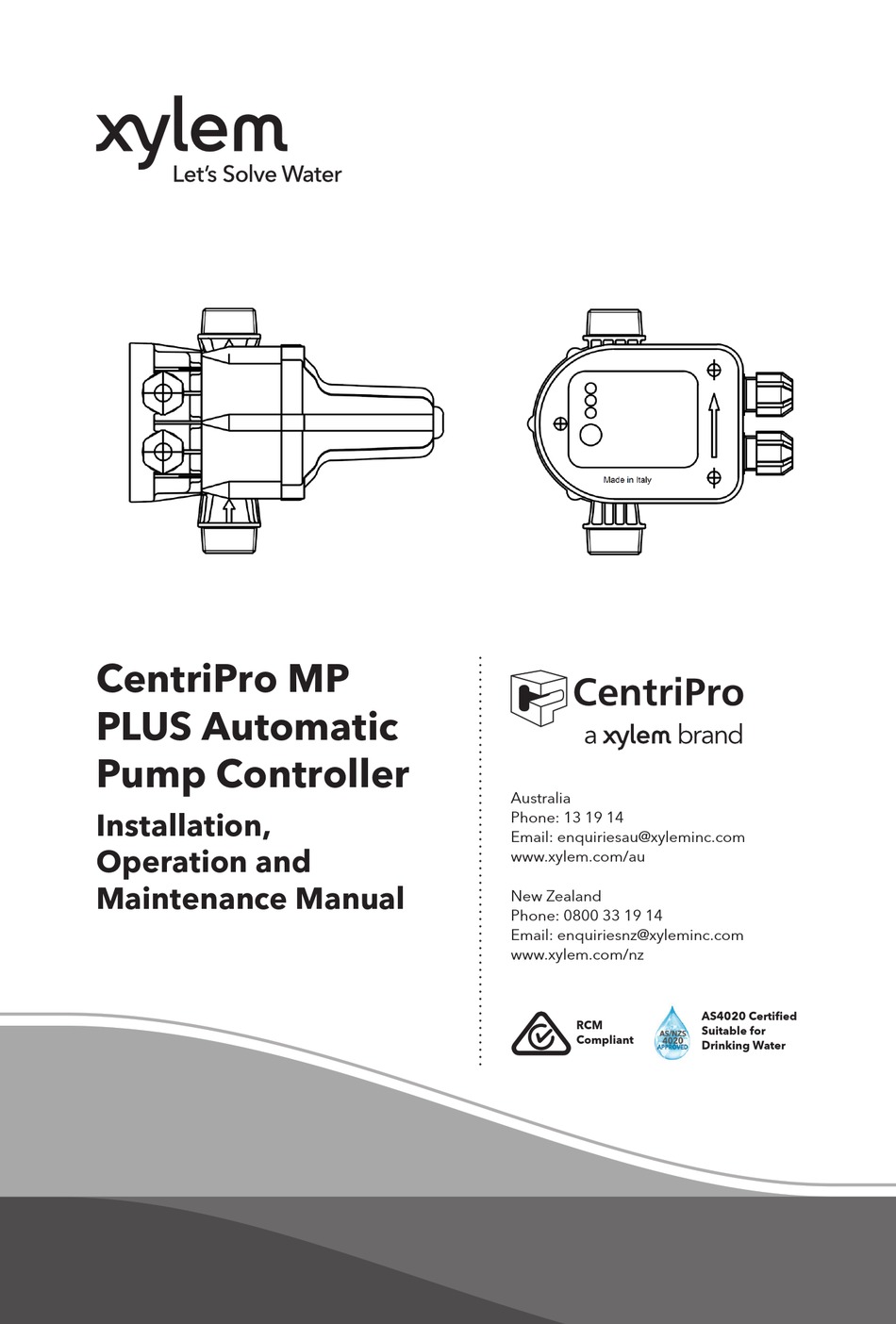 XYLEM CENTRIPRO MP PLUS INSTALLATION, OPERATION AND MAINTENANCE MANUAL