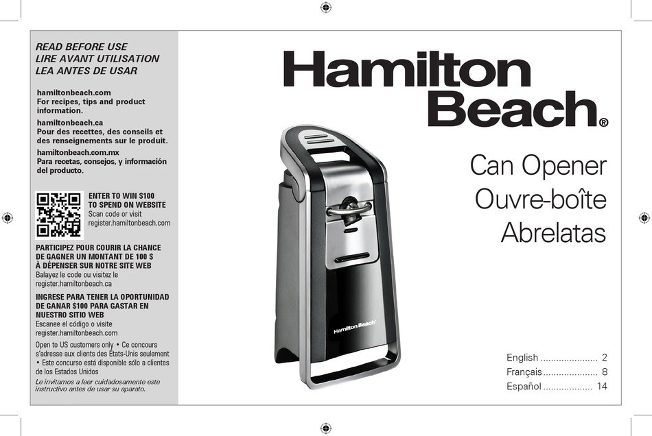 HAMILTON BEACH SMOOTHTOUCH 76607 USE AND CARE MANUAL Pdf Download
