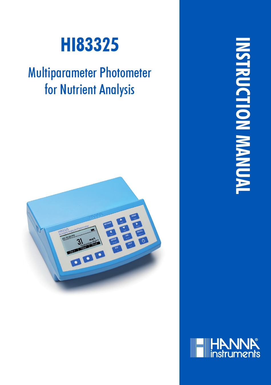 HANNA INSTRUMENTS HI83325 INSTRUCTION MANUAL Pdf Download ManualsLib
