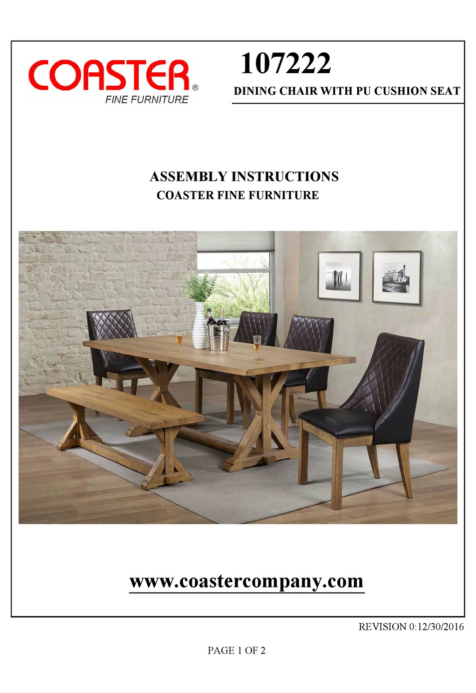COASTER 107222 ASSEMBLY INSTRUCTIONS Pdf Download ManualsLib