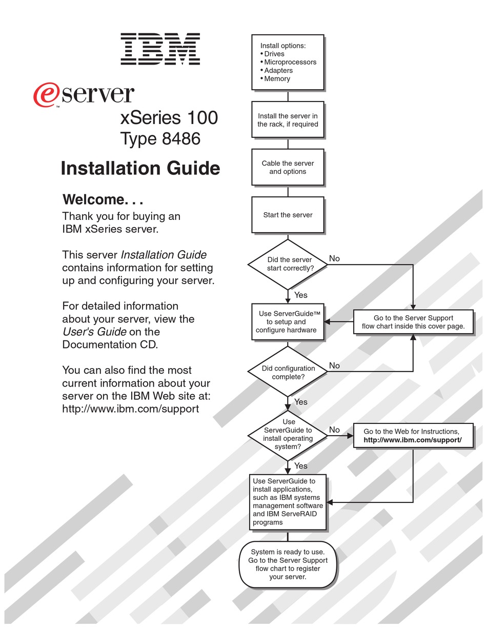 IBM E SERVER X 100 SERIES INSTALLATION MANUAL Pdf Download | ManualsLib