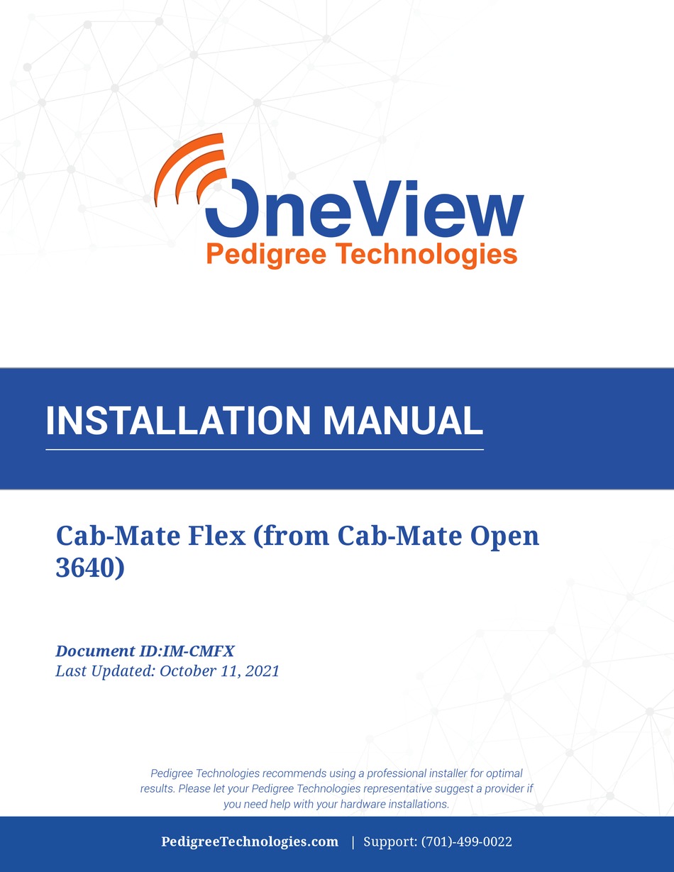 PEDIGREE TECHNOLOGIES CABMATE FLEX INSTALLATION MANUAL Pdf Download