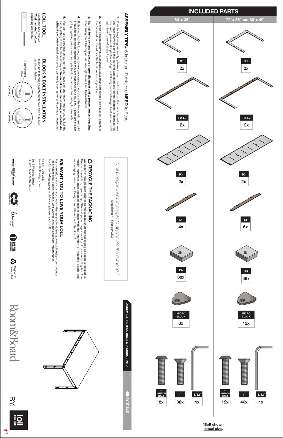 LOLL DESIGNS ROOM & BOARD HENRY 60W MANUAL Pdf Download ManualsLib