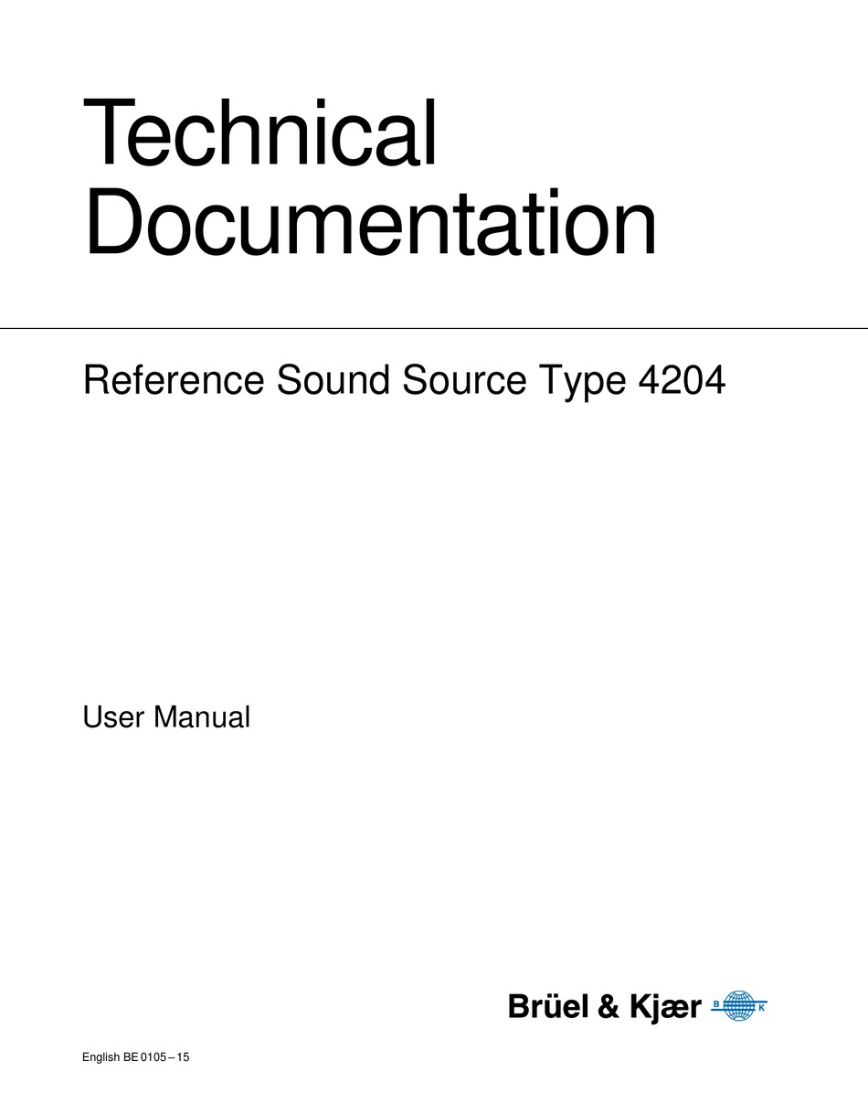 BRUEL & KJAER 4204 USER MANUAL Pdf Download | ManualsLib