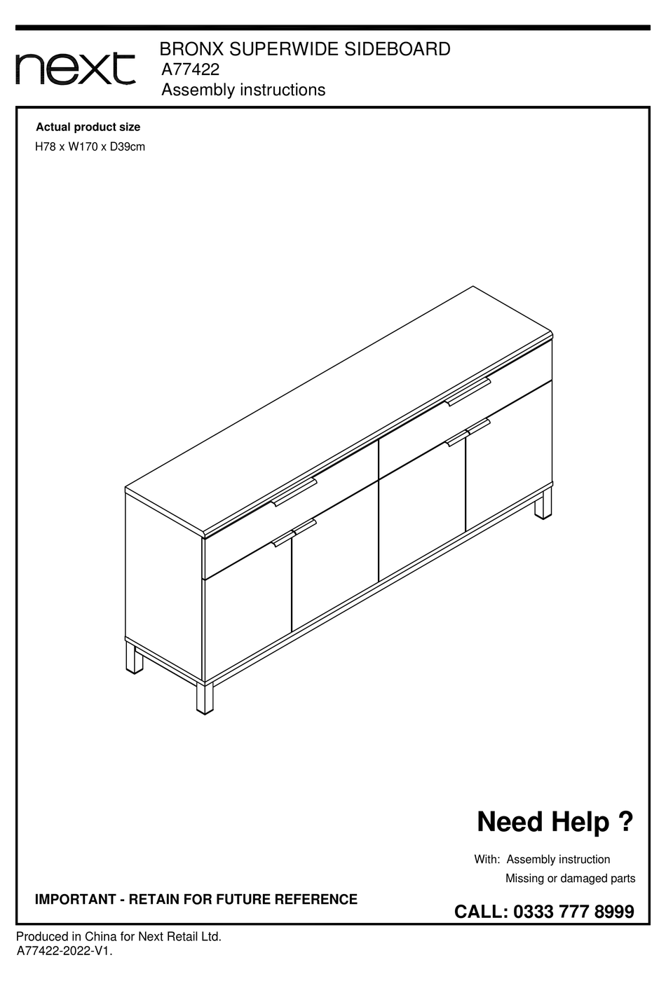 NEXT BRONX A77422 ASSEMBLY INSTRUCTIONS MANUAL Pdf Download ManualsLib