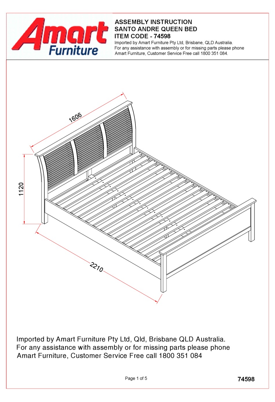 AMART FURNITURE SANTO ANDRE 74598 ASSEMBLY INSTRUCTION Pdf Download ...