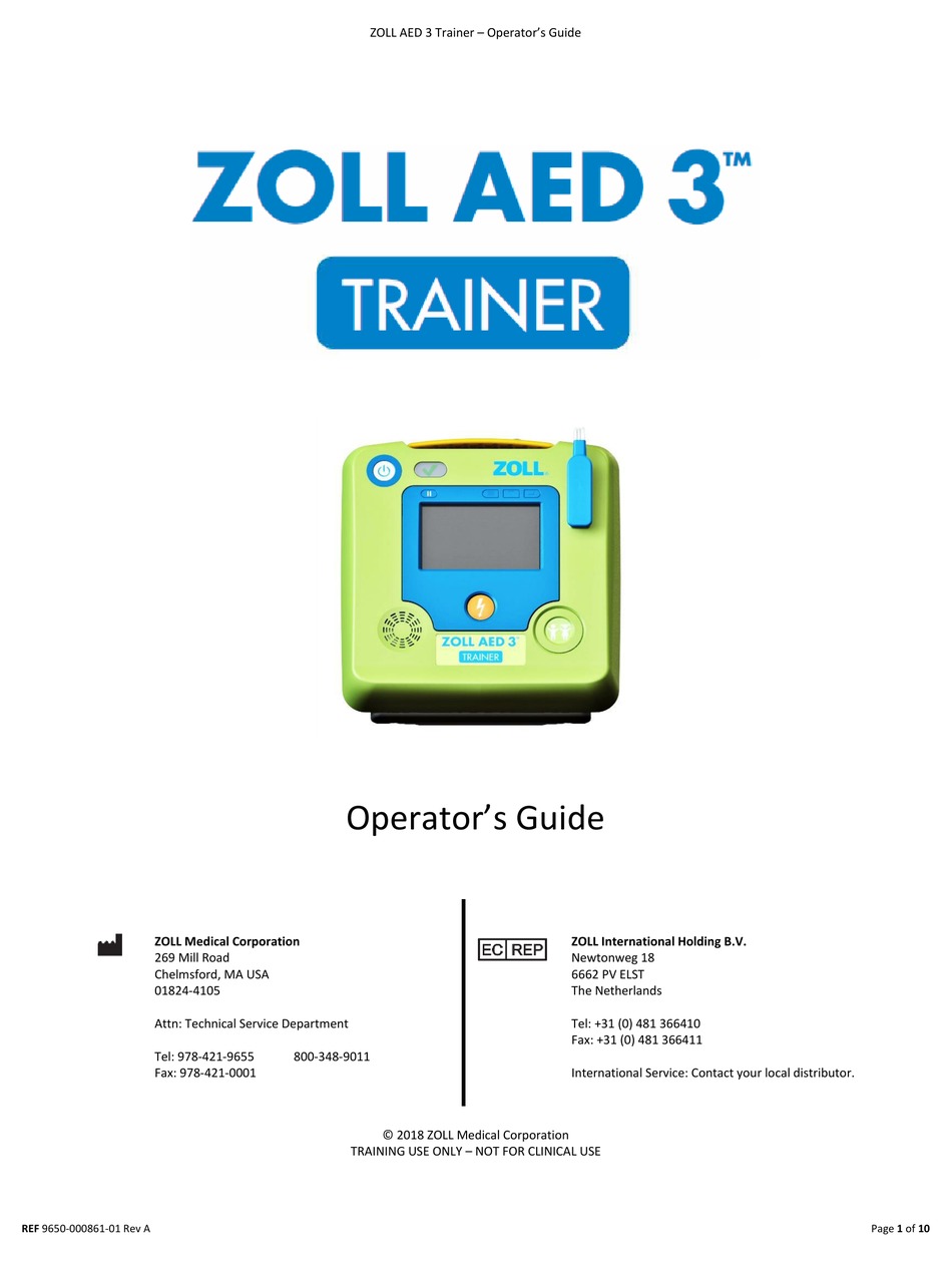 ZOLL AED 3 OPERATOR'S MANUAL Pdf Download ManualsLib