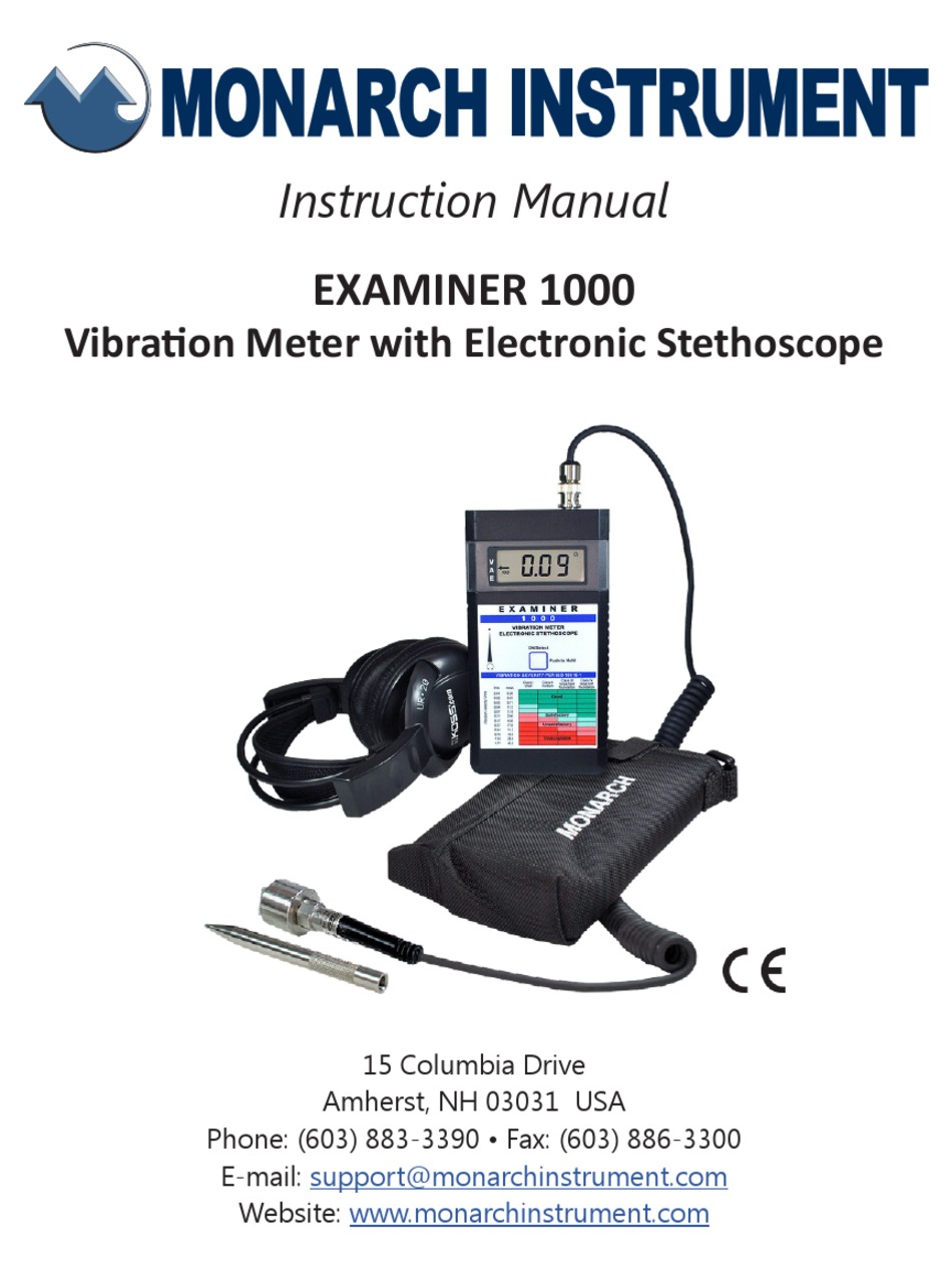 MONARCH INSTRUMENT EXAMINER 1000 INSTRUCTION MANUAL Pdf Download