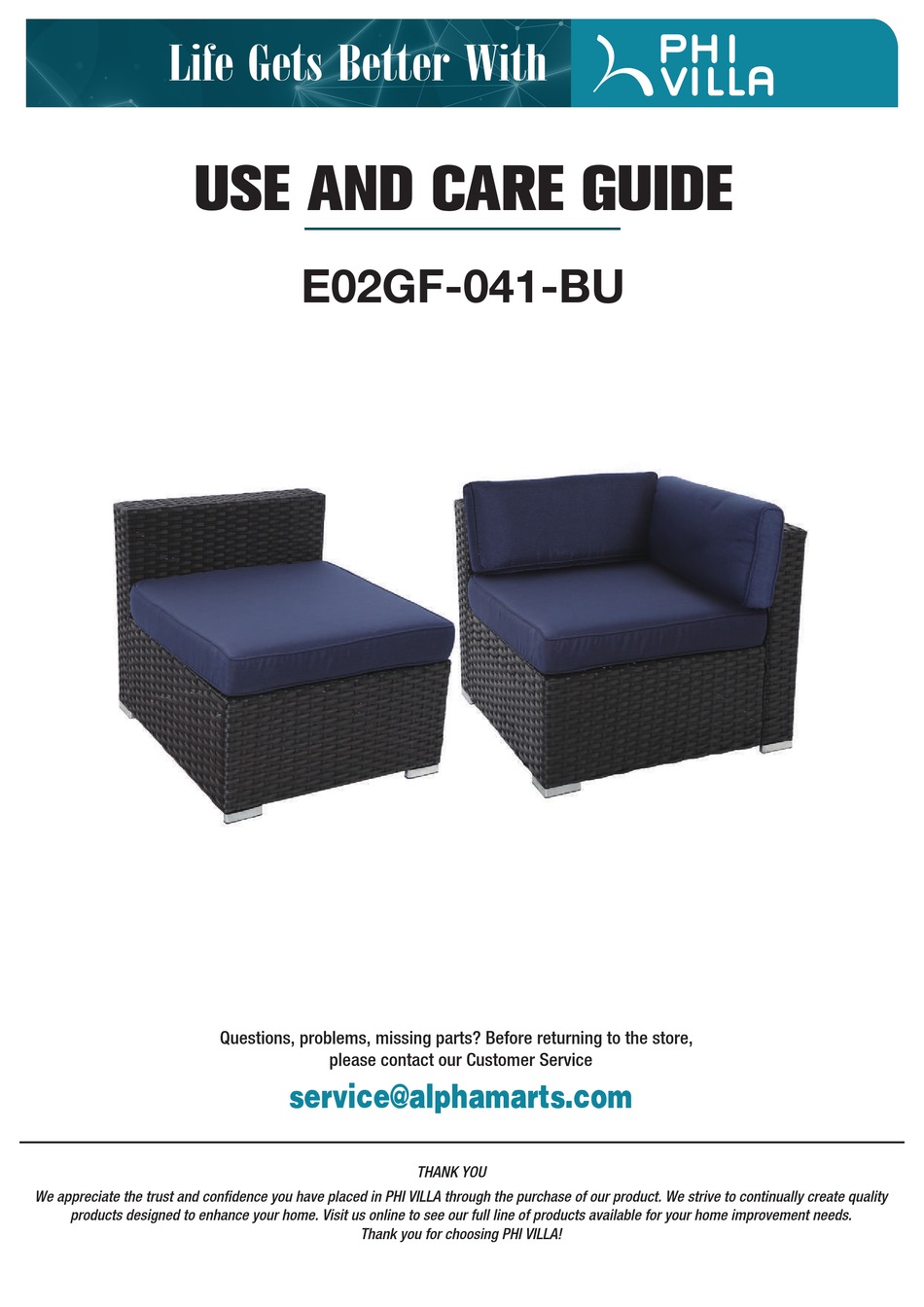 PHI VILLA E02GF042BU USE AND CARE MANUAL Pdf Download ManualsLib