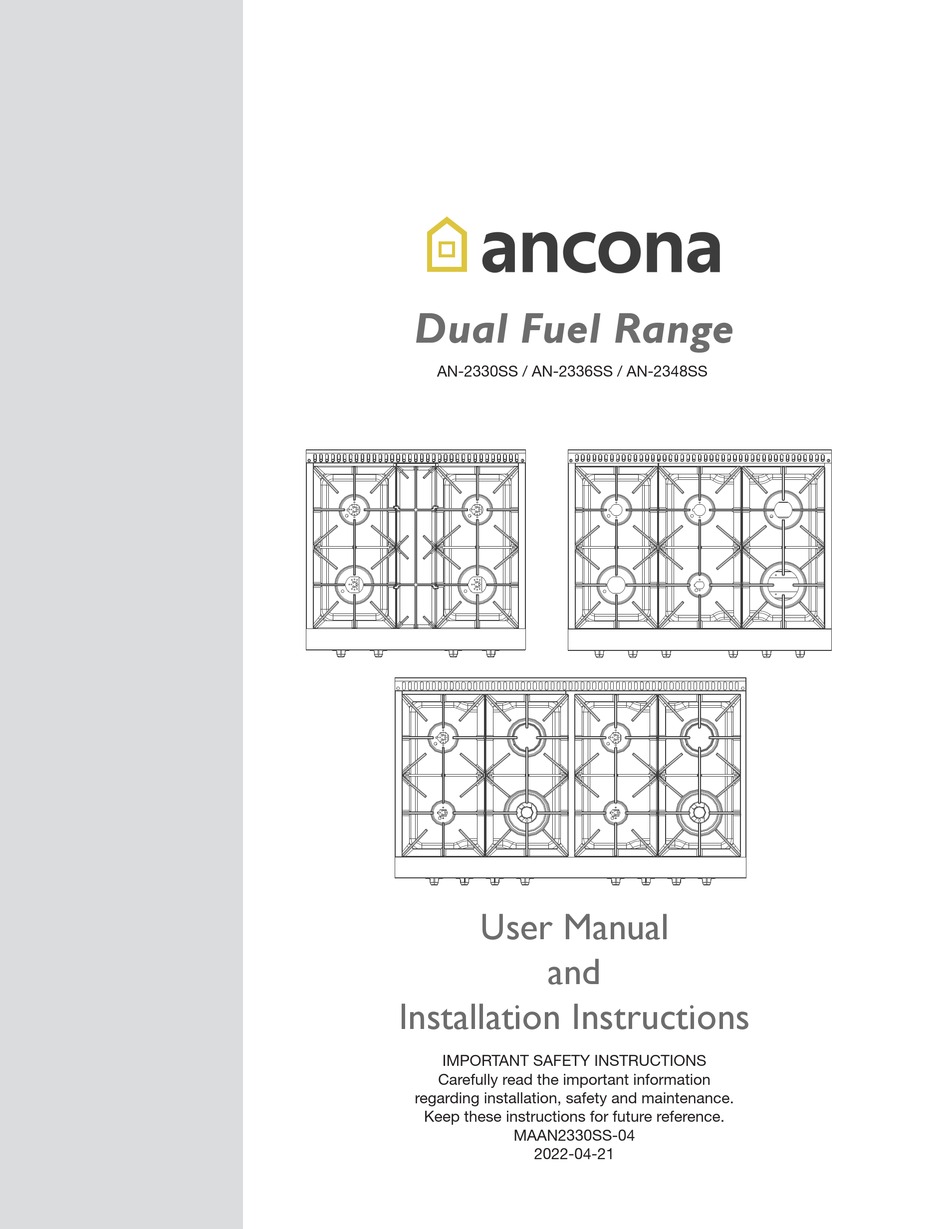 ANCONA AN2330SS USER MANUAL AND INSTALLATION INSTRUCTIONS Pdf Download