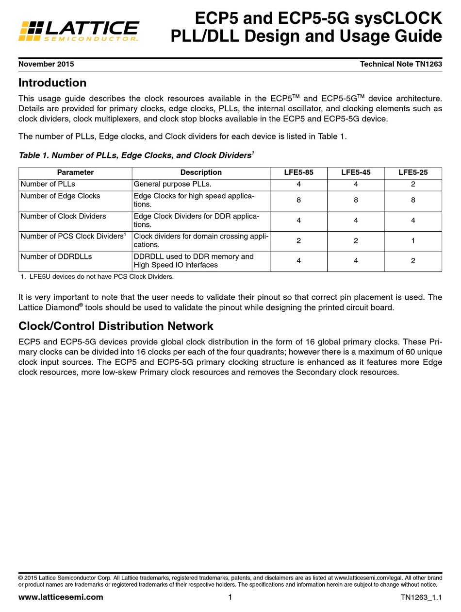 LATTICE SEMICONDUCTOR SYSCLOCK ECP5 USAGE MANUAL Pdf Download ManualsLib