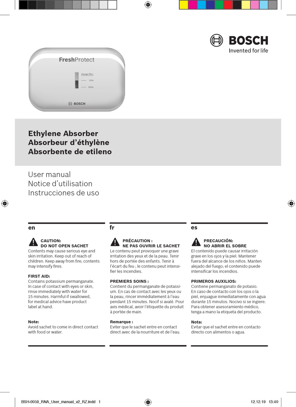 BOSCH ETHYLENE ABSORBER USER MANUAL Pdf Download ManualsLib