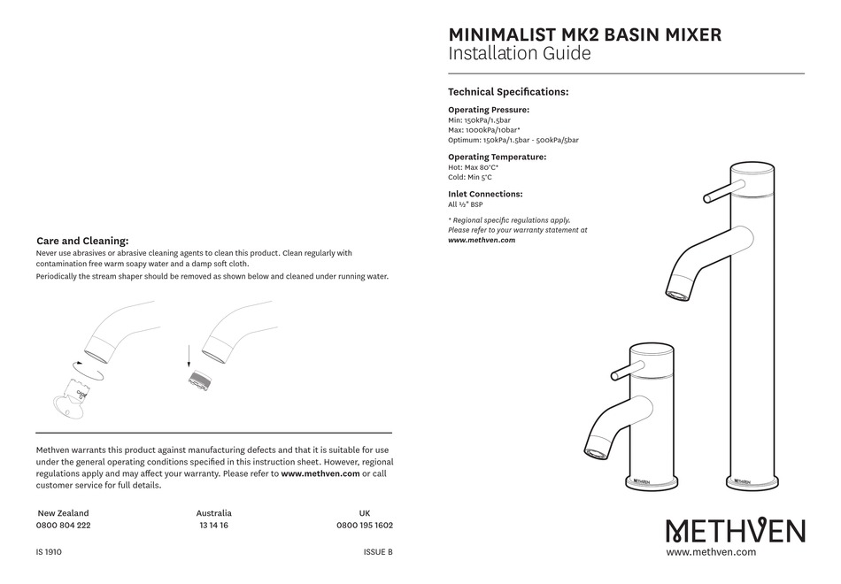 METHVEN MK2 INSTALLATION MANUAL Pdf Download ManualsLib