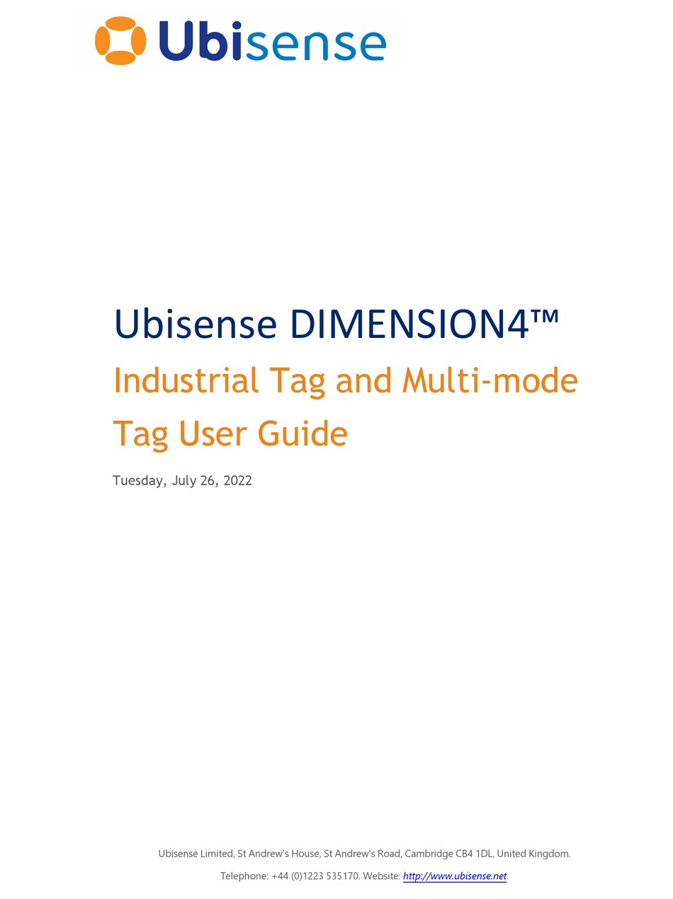 UBISENSE DIMENSION4 USER MANUAL Pdf Download ManualsLib