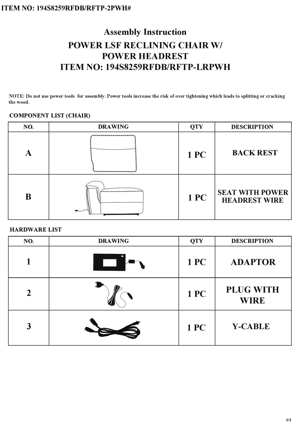 OVERSTOCK 194S8259RFDB/RFTPLRPWH ASSEMBLY INSTRUCTION MANUAL Pdf Download ManualsLib