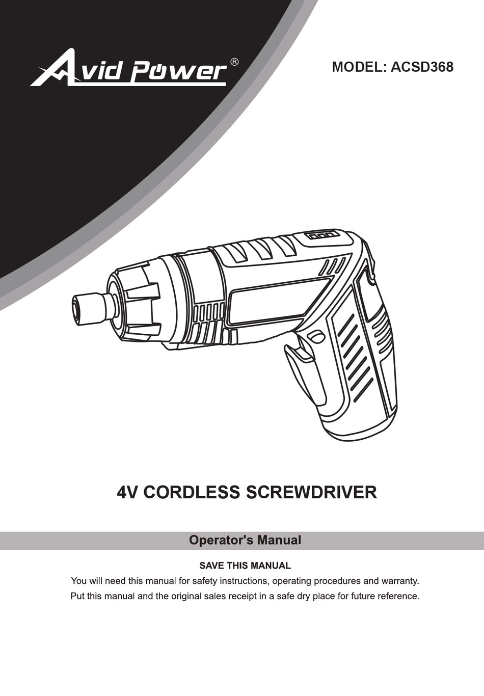 AVID POWER ACSD368 OPERATOR'S MANUAL Pdf Download ManualsLib