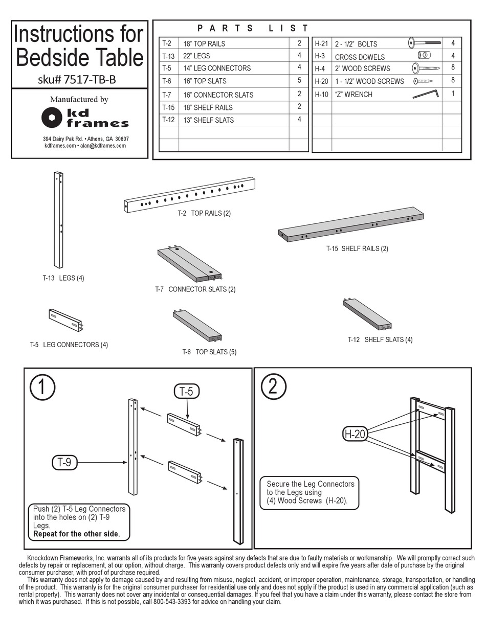 Kd Frames 7517 Tb B Assembly Pdf Download Manualslib