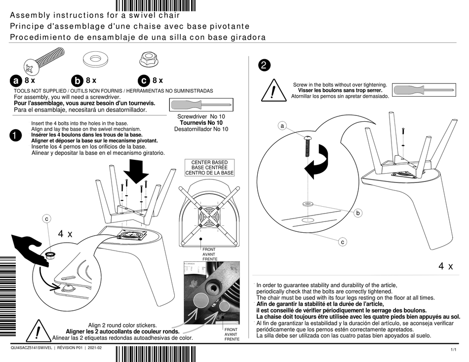 CANADEL SWIVEL CHAIR ASSEMBLY INSTRUCTIONS Pdf Download ManualsLib