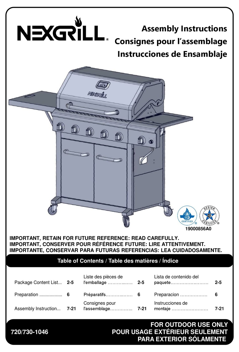NEXGRILL 7201046 ASSEMBLY INSTRUCTIONS MANUAL Pdf Download ManualsLib