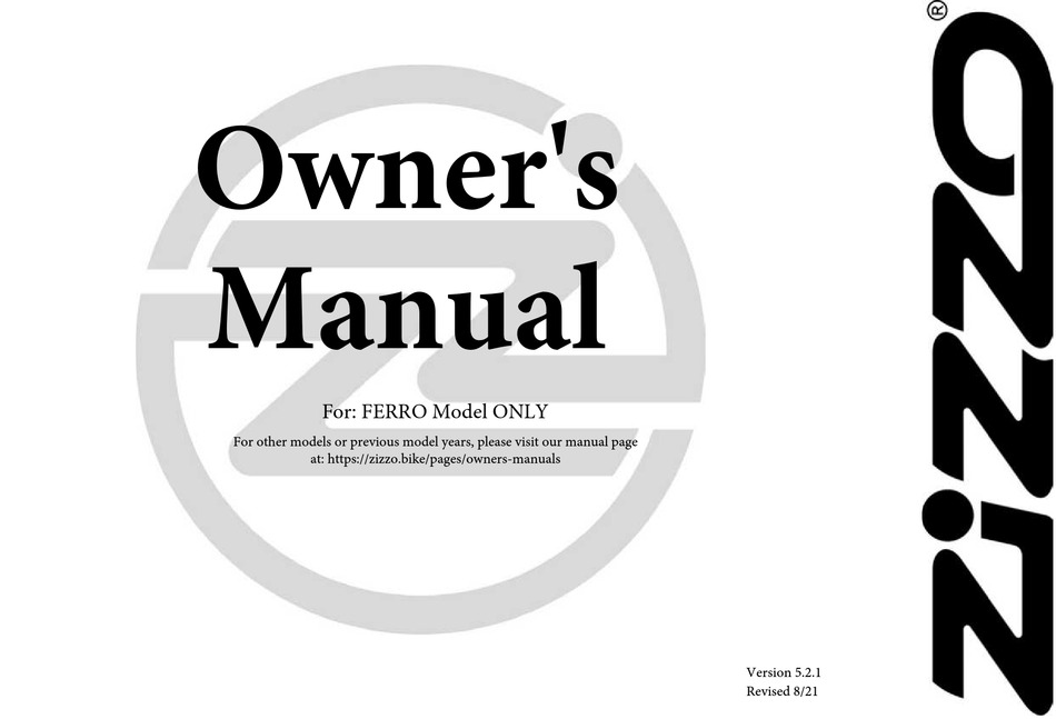 ZIZZO FERRO OWNER'S MANUAL Pdf Download ManualsLib
