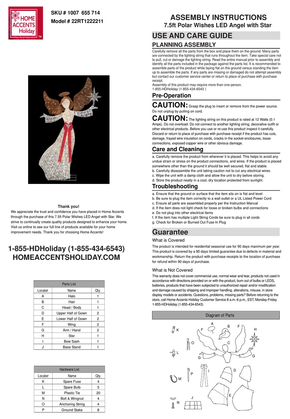 HOME ACCENTS HOLIDAY 22RT1222211 ASSEMBLY INSTRUCTIONS Pdf Download