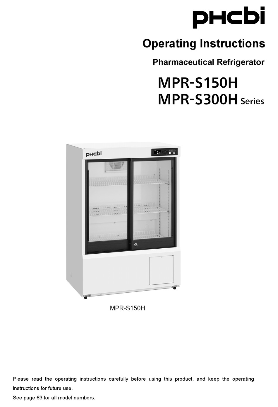 PHCBI MPRS150H SERIES OPERATING INSTRUCTIONS MANUAL Pdf Download