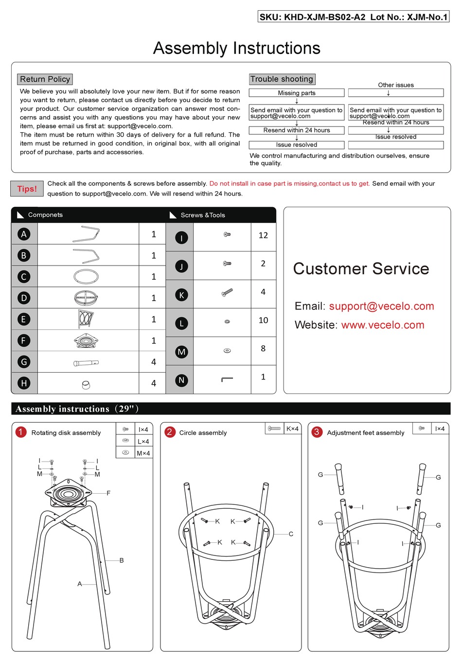 VECELO KHDXJMBS02A2 ASSEMBLY INSTRUCTIONS Pdf Download ManualsLib