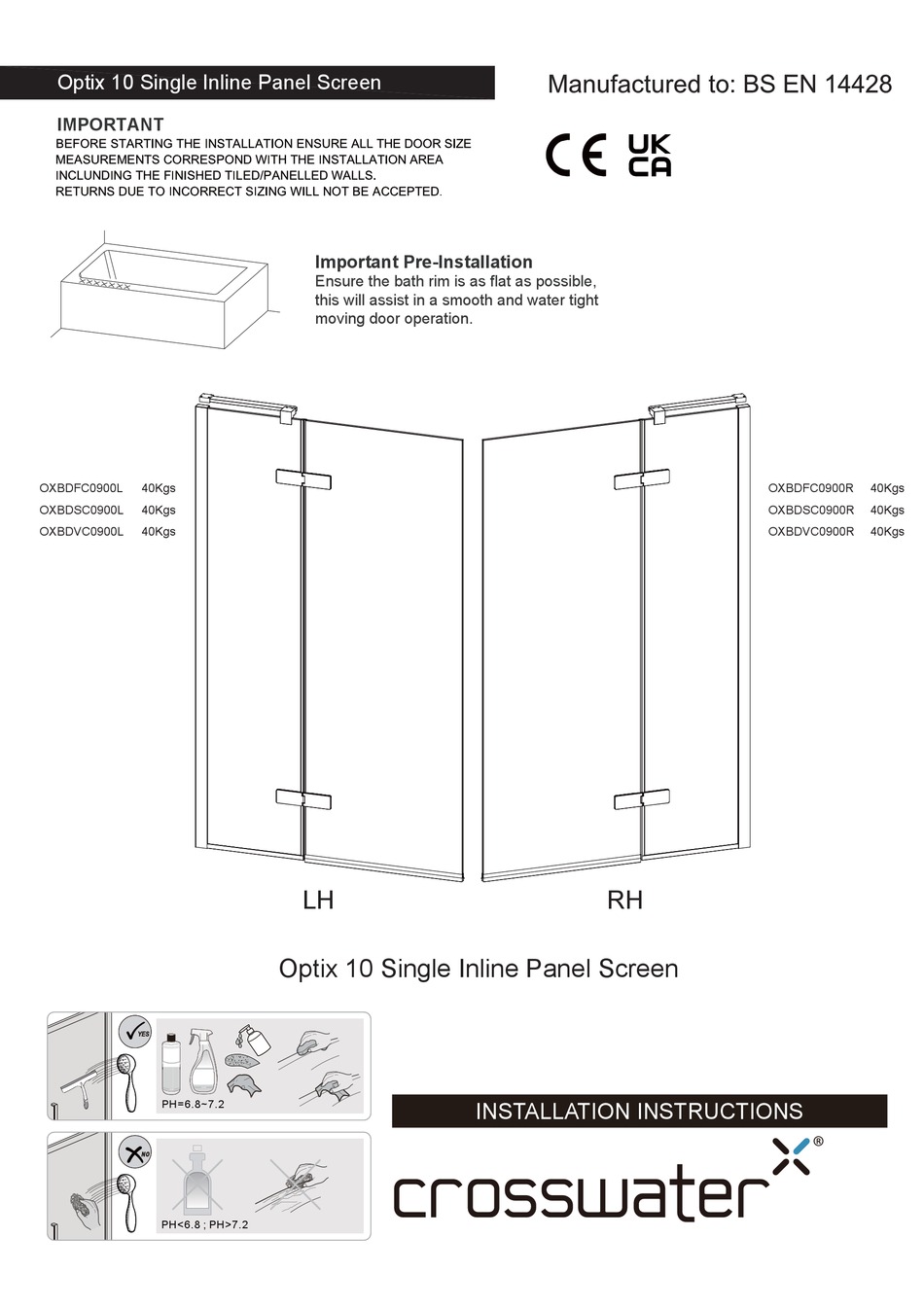 CROSSWATER OPTIX 10 INSTALLATION INSTRUCTIONS MANUAL Pdf Download