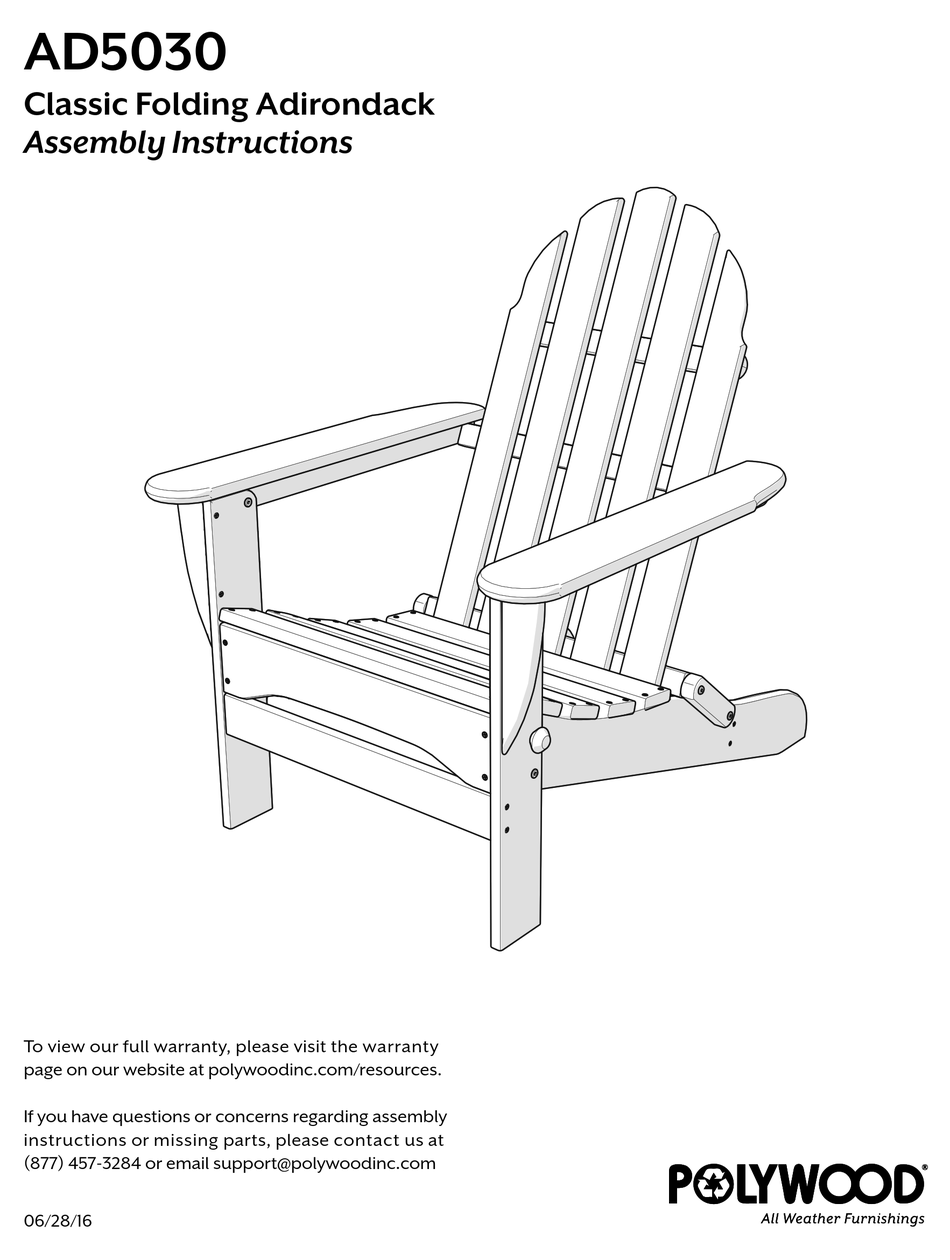 POLYWOOD AD5030 ASSEMBLY INSTRUCTIONS Pdf Download ManualsLib
