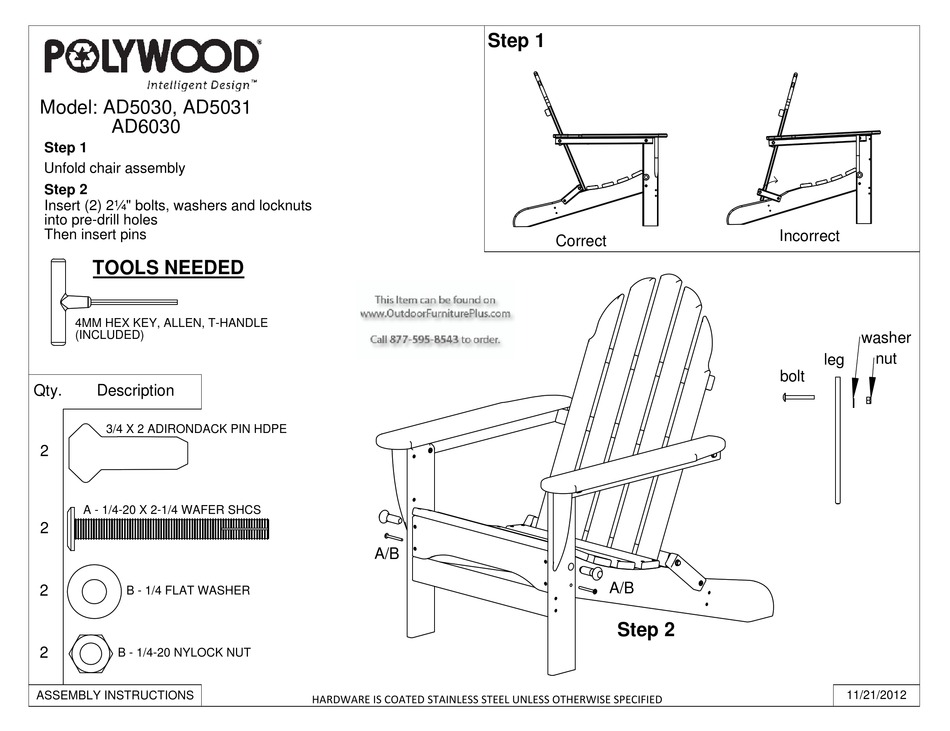 POLYWOOD AD5030 ASSEMBLY INSTRUCTIONS Pdf Download ManualsLib