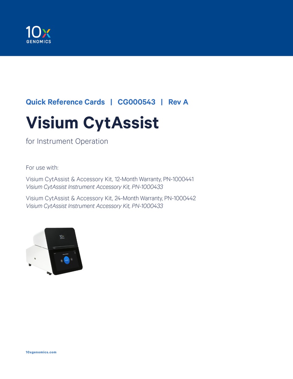 10X GENOMICS VISIUM CYTASSIST QUICK REFERENCE Pdf Download ManualsLib