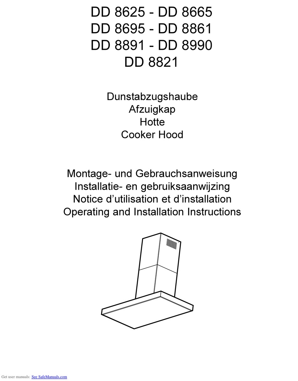 AEG DD 8625 OPERATING AND INSTALLATION INSTRUCTIONS Pdf Download
