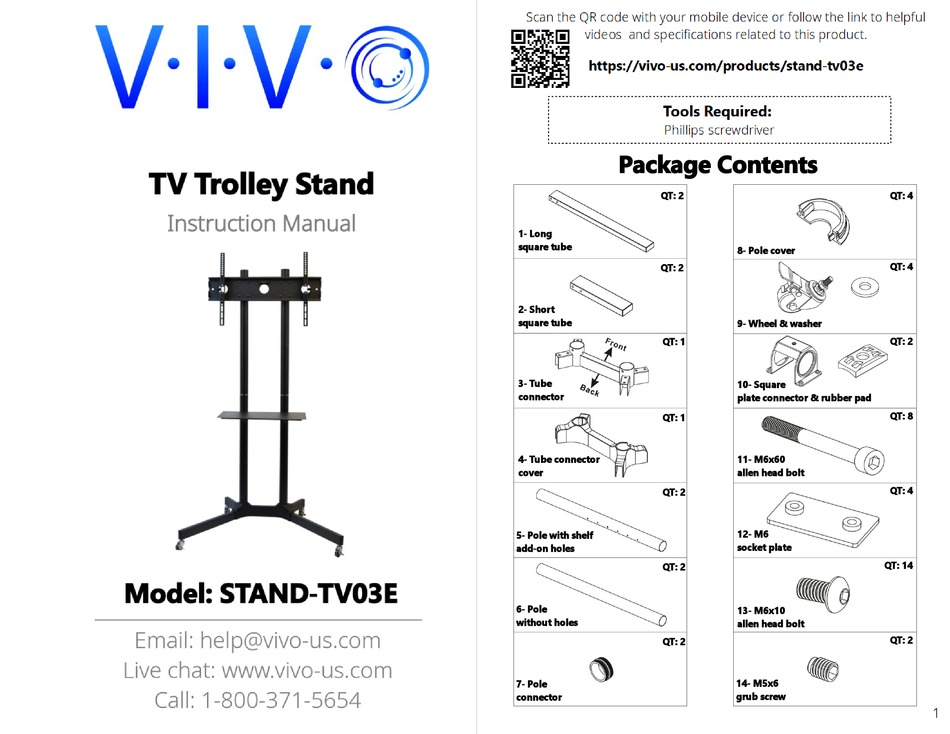 VIVO STANDTV03E INSTRUCTION MANUAL Pdf Download ManualsLib