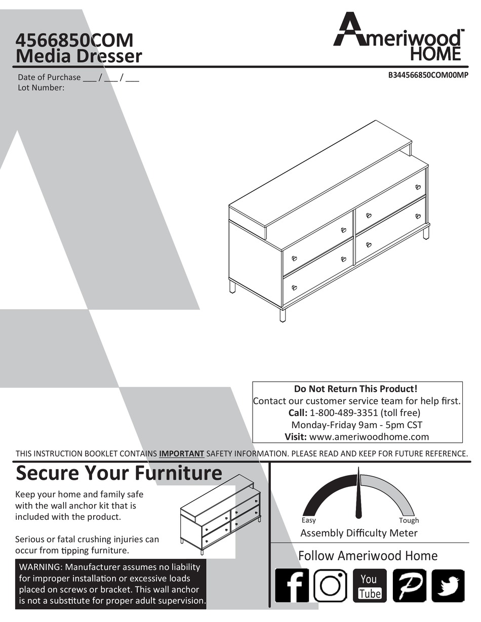 AMERIWOOD HOME ASSEMBLY INSTRUCTIONS MANUAL Pdf Download