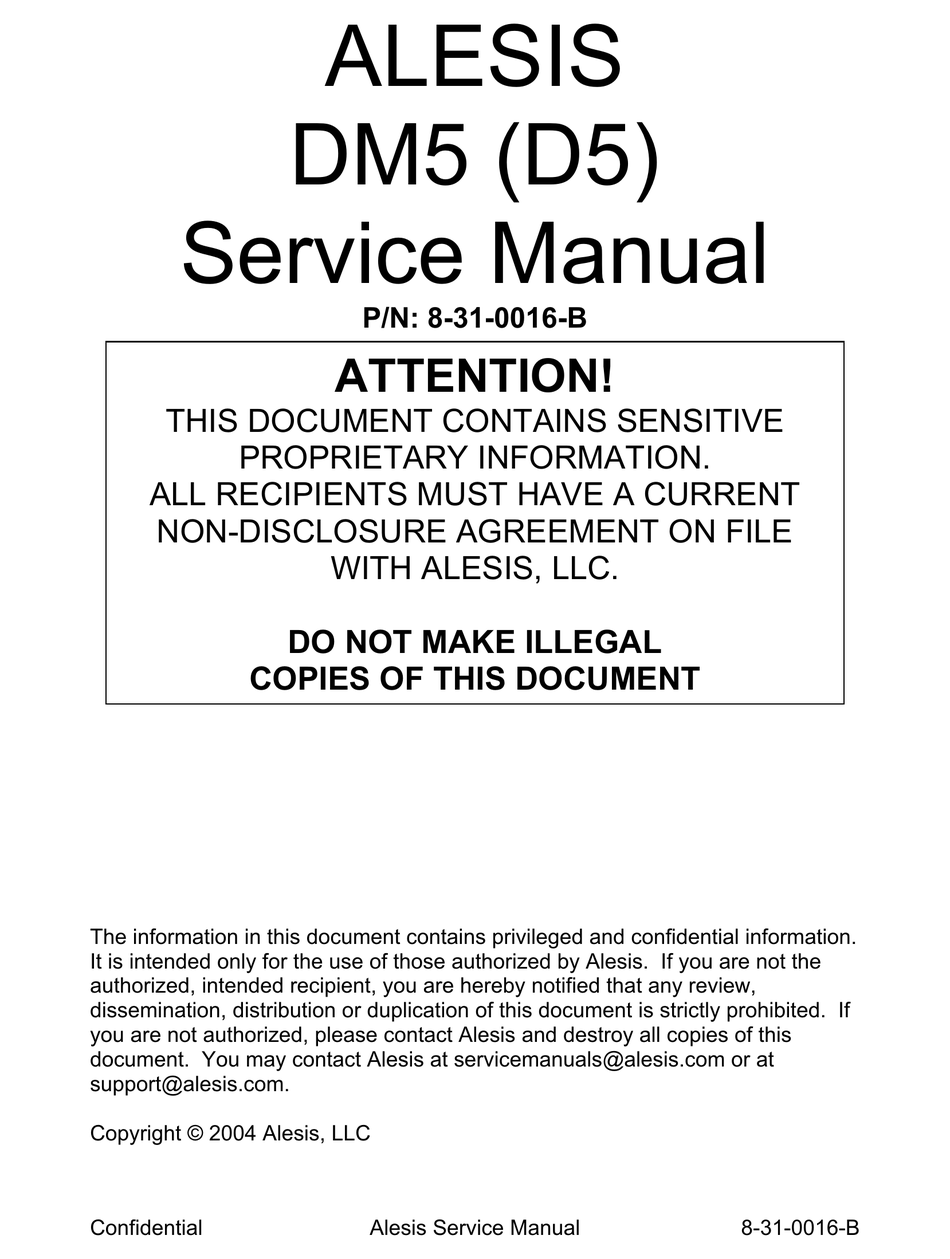 ALESIS DM5 SERVICE MANUAL Pdf Download ManualsLib