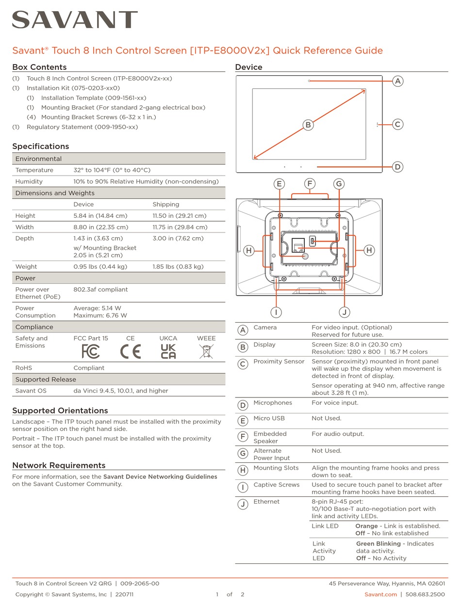 SAVANT ITPE8000V2 QUICK REFERENCE MANUAL Pdf Download ManualsLib