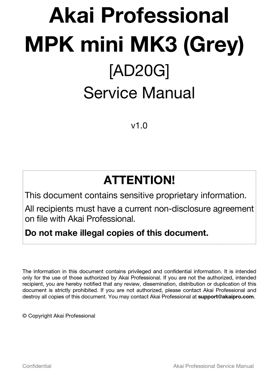 AKAI MPK MINI MK3 SERVICE MANUAL Pdf Download ManualsLib
